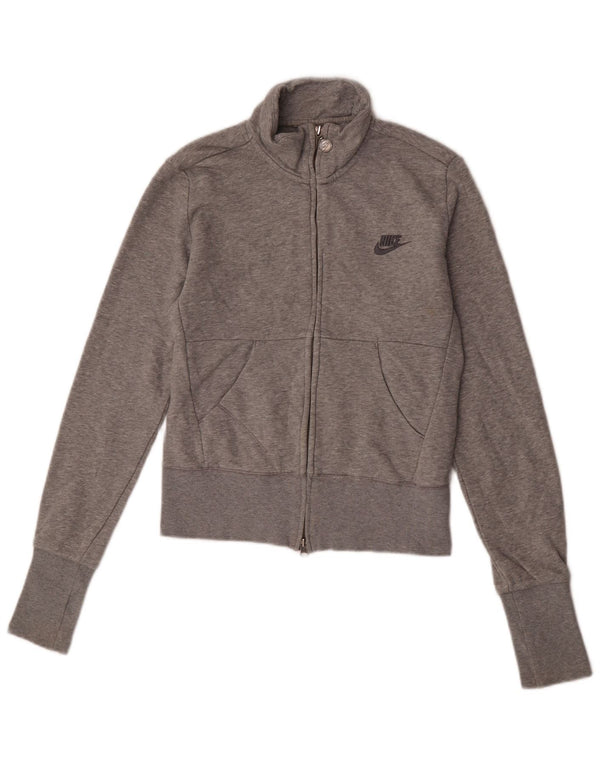 Nike Damen-Trainingsanzug-Top-Jacke, UK 10/12, mittelgrau gefleckte Baumwolle