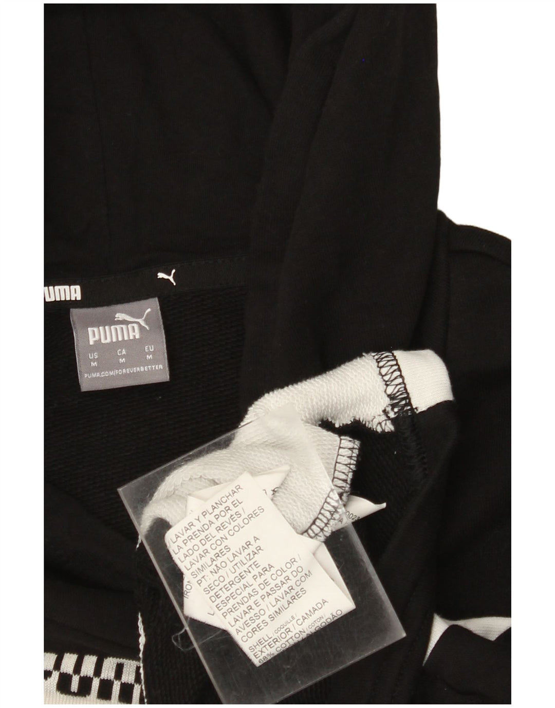 PUMA Damen Übergroßer Crop Hoodie Pullover UK 14 Mittelschwarz Farbblock