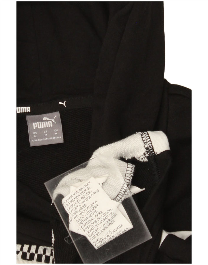 PUMA Damen Übergroßer Crop Hoodie Pullover UK 14 Mittelschwarz Farbblock