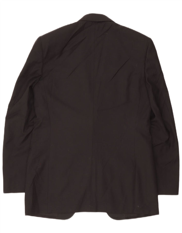 Canali Herren Longline 1-Knopf-Blazerjacke IT 48 Mittelschwarze Schurwolle