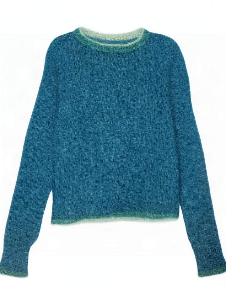 Vintage Damen Rundhalspullover Pullover UK 10 Klein Blau