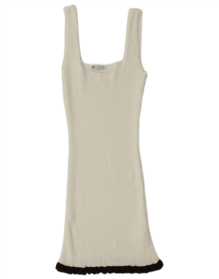 Ärmelloses Pulloverkleid für Damen von Zara, Größe S, Weiß, Polyester
