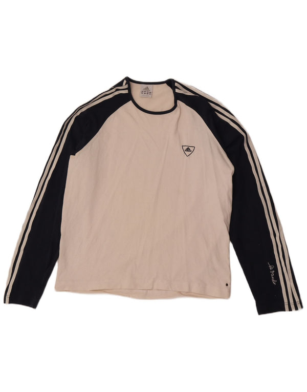 Adidas Herren Top Langarm XL Weiß Colourblock Baumwolle