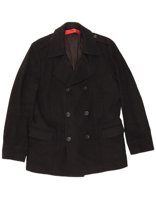Hugo Boss Herren Pea Coat UK 44 2XL Schwarze Schurwolle