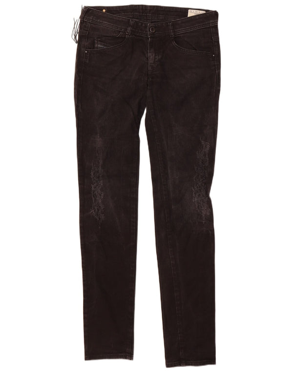 Diesel Womens Low Waist Distressed Skinny Jeans W30 L34 Schwarze Baumwolle