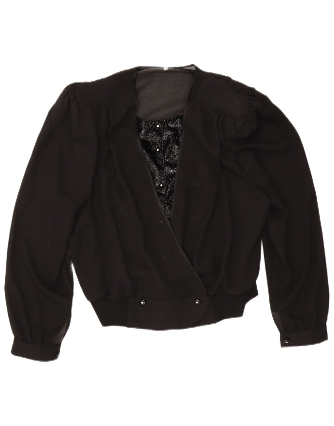 Vintage Damen Zweireihiges Bolero-Top IT 50 XL Schwarz