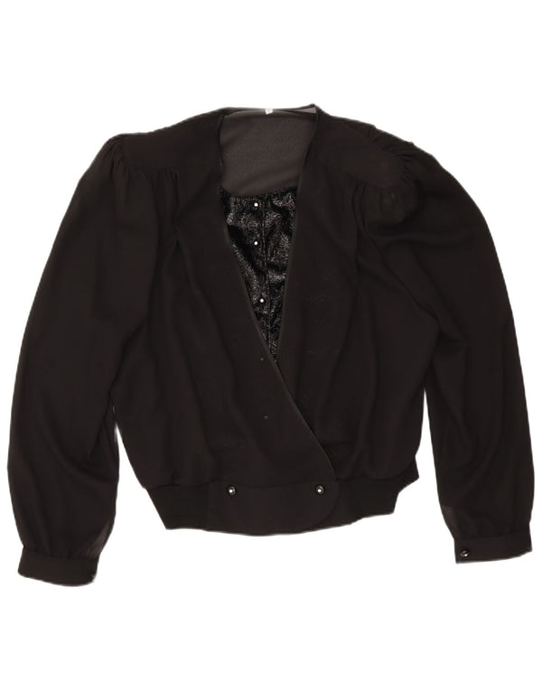 Vintage Damen Zweireihiges Bolero-Top IT 50 XL Schwarz
