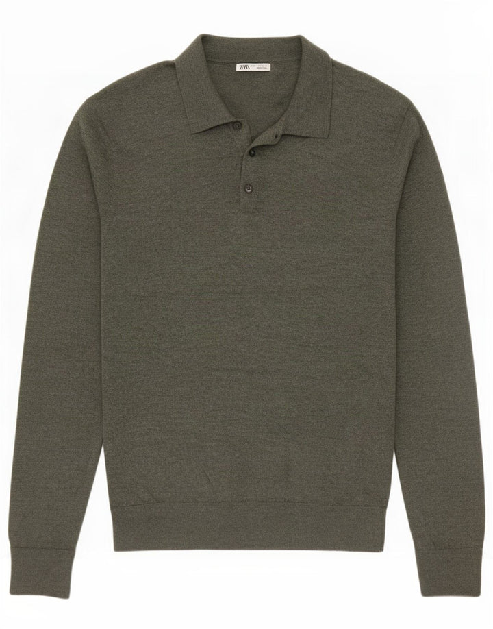 Zara Herren-Pullover mit Rollkragen, Mittelkhaki