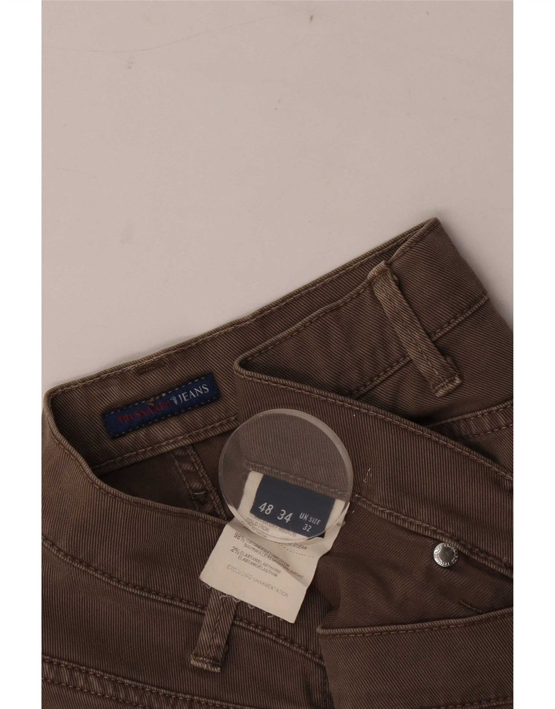 Trussardi Herren Straight Jeans W32 L33 Braune Baumwolle