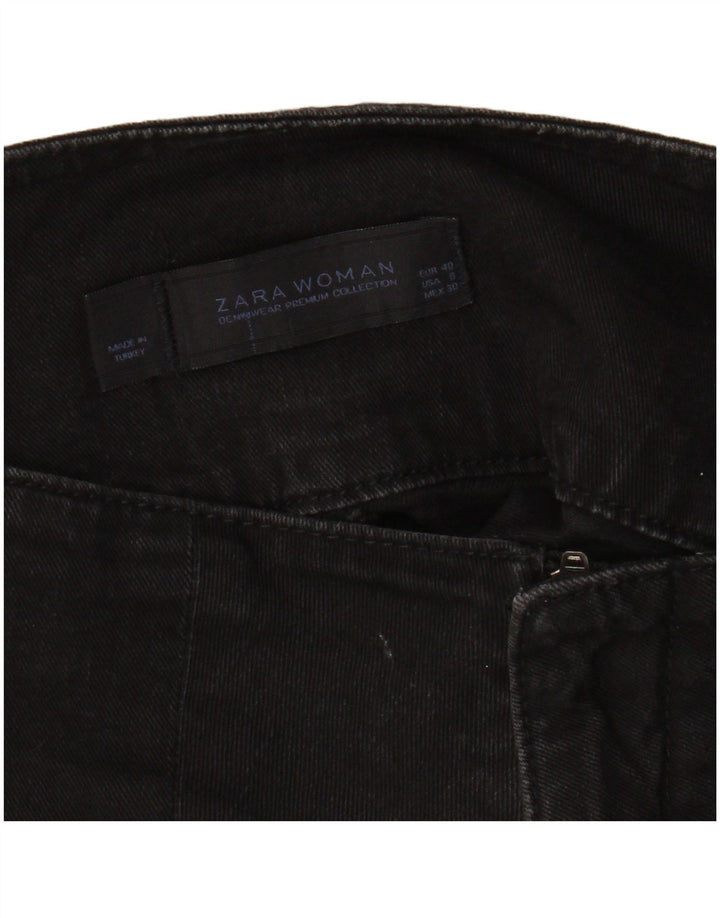 Zara Damen Mini-Jeansrock EU 40 Medium W30 Schwarze Baumwolle
