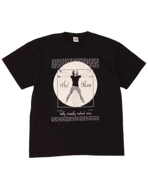 Fruit Of The Loom Herren-T-Shirt mit Grafik, Größe L, aus schwarzer Baumwolle