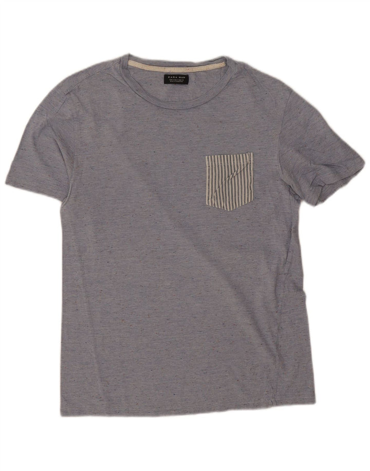 Zara Herren T-Shirt Top Small Blau meliert