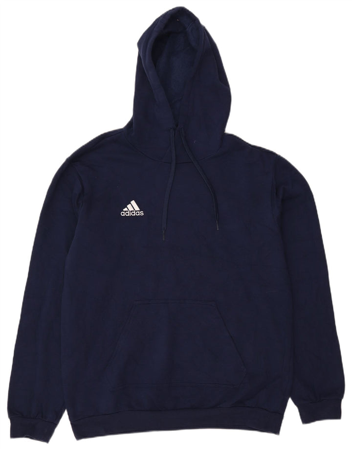 Adidas Herren Kapuzenpullover aus mittelblauer, marineblauer Baumwolle
