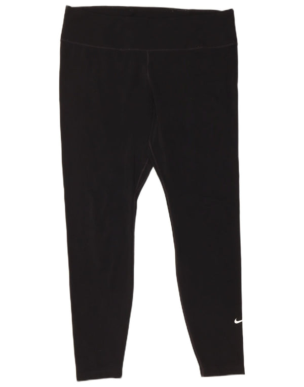 Nike Damen Dri Fit Crop Leggings UK 18 XL Schwarz Polyester