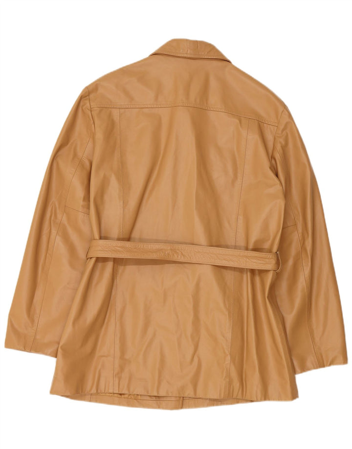 Benetton Damen Lederjacke UK 16 Large Beige Leder