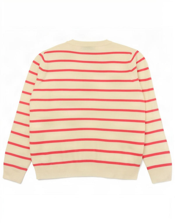 Marks & Spencer Damen-Pullover mit V-Ausschnitt, Gr. 14, Mittelrosa gestreift