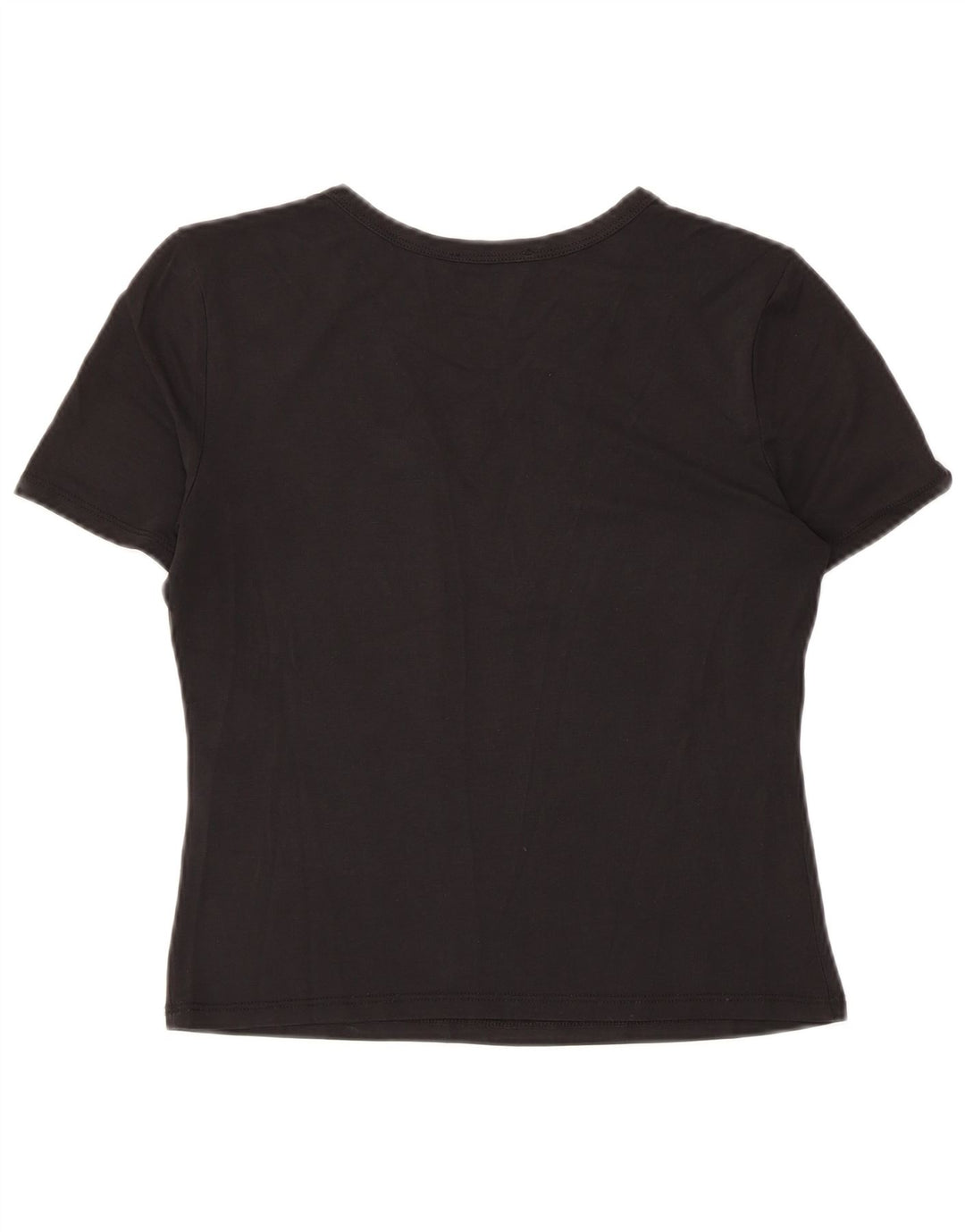 Zara Damen Crop T-Shirt Top UK 12 Medium Schwarz Modal
