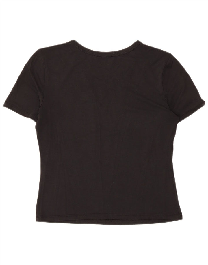 Zara Damen Crop T-Shirt Top UK 12 Medium Schwarz Modal