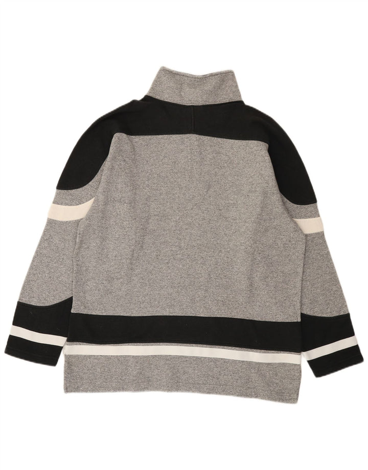 Champion Herren-Sweatshirt mit grafischem Reißverschluss und Rundhalsausschnitt, Größe S, Grau, Farbblock