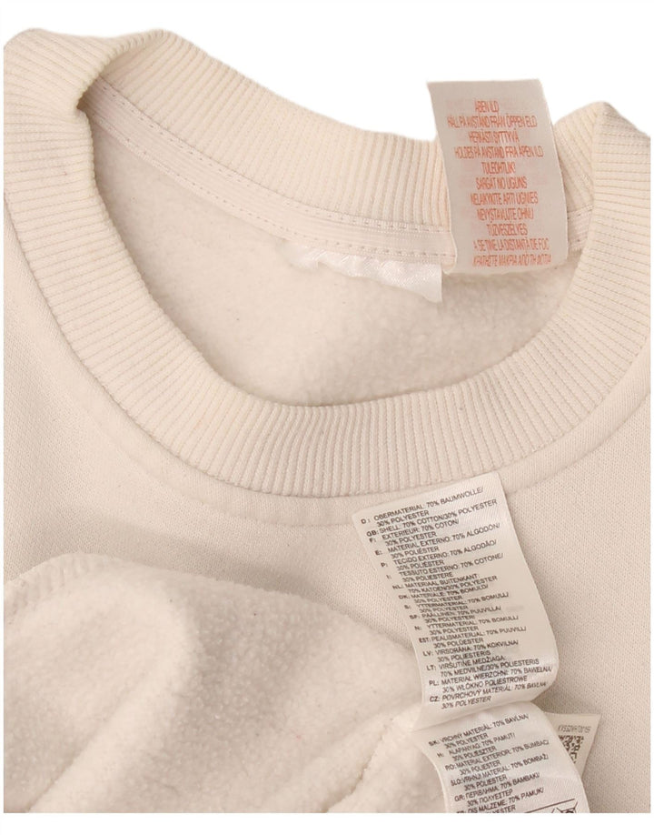 Adidas Damen Grafik-Sweatshirt-Pullover UK 14 Mittelweiße Baumwolle