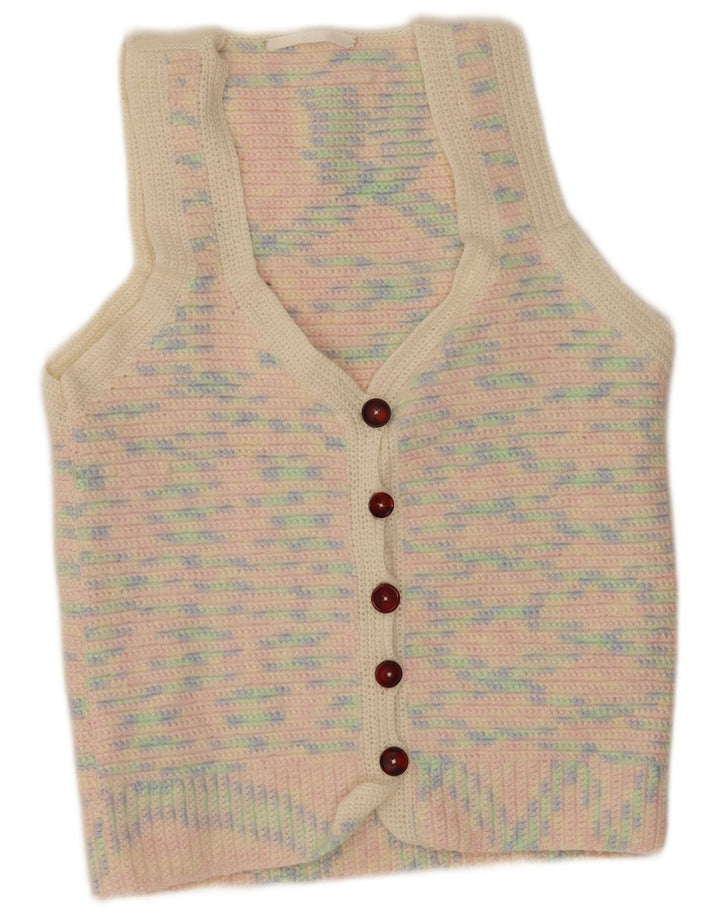 Vintage Damen Cardigan Pullover UK 14 Medium Mehrfarbig gefleckt