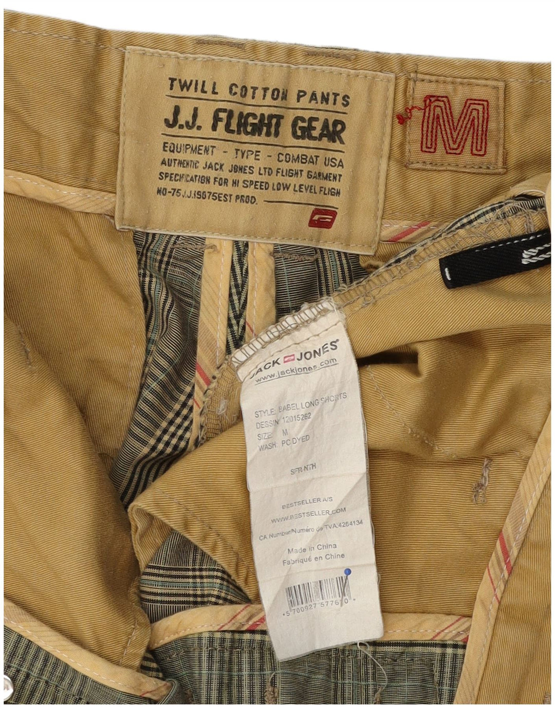 Jack & Jones Herren-Chinoshorts, mittelgroß, W32, Khaki, kariert, Baumwolle