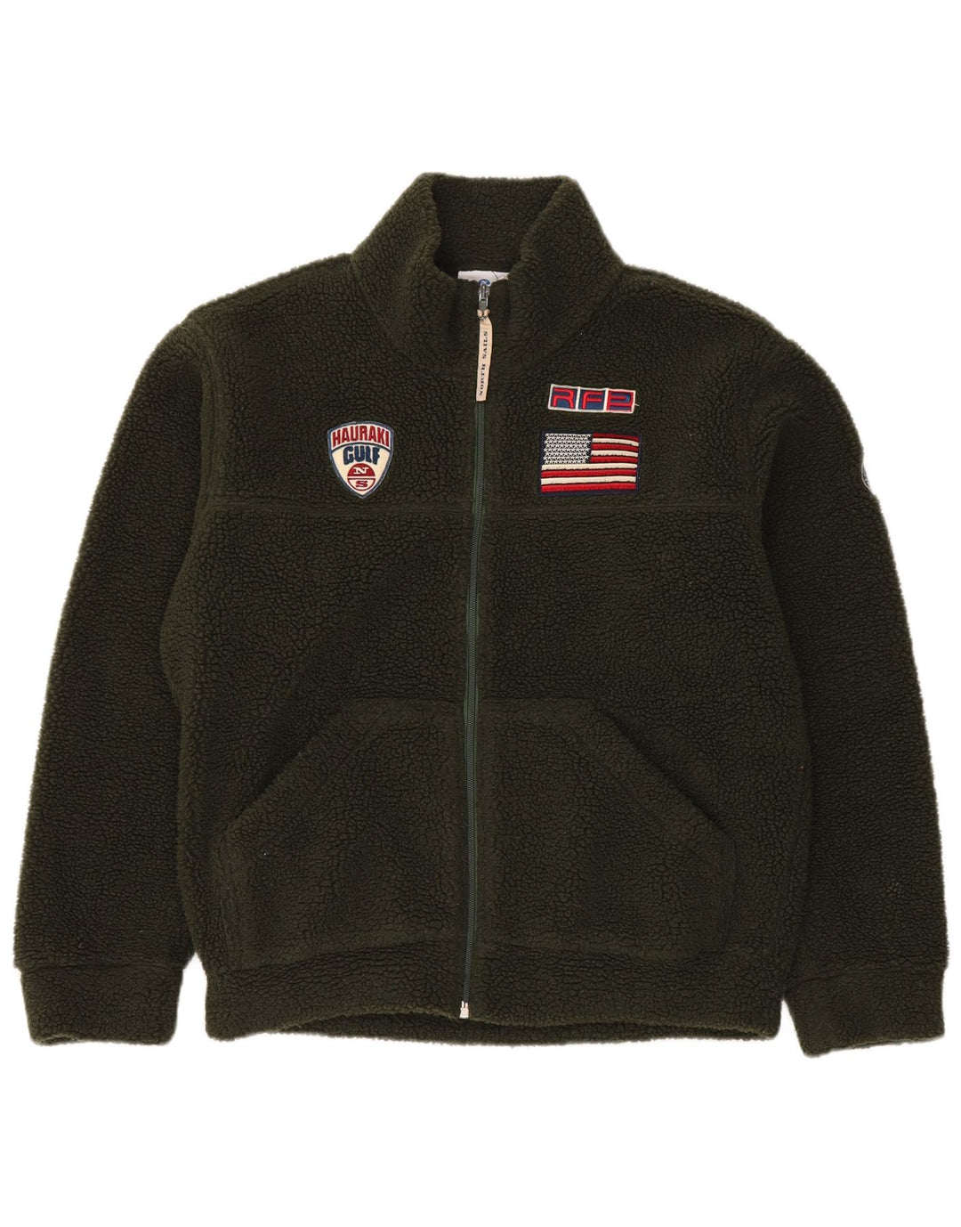 North Sails Herren-Fleecejacke mit Grafik, UK 38, mittelgrün, Polyester