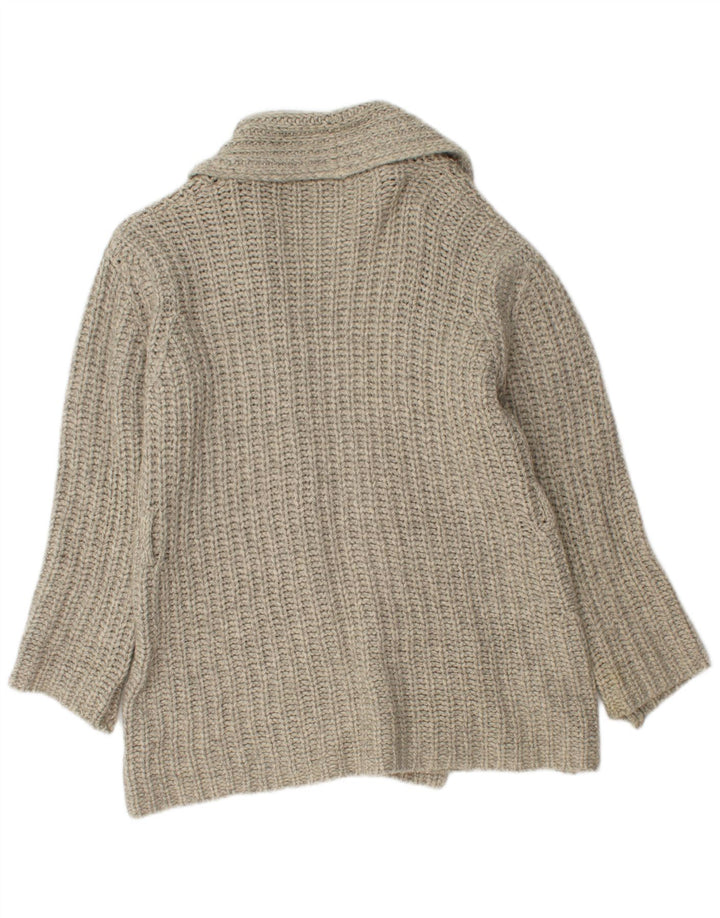 Benetton Offener Damen-Cardigan-Pullover UK 14 Mittelgraue Wolle