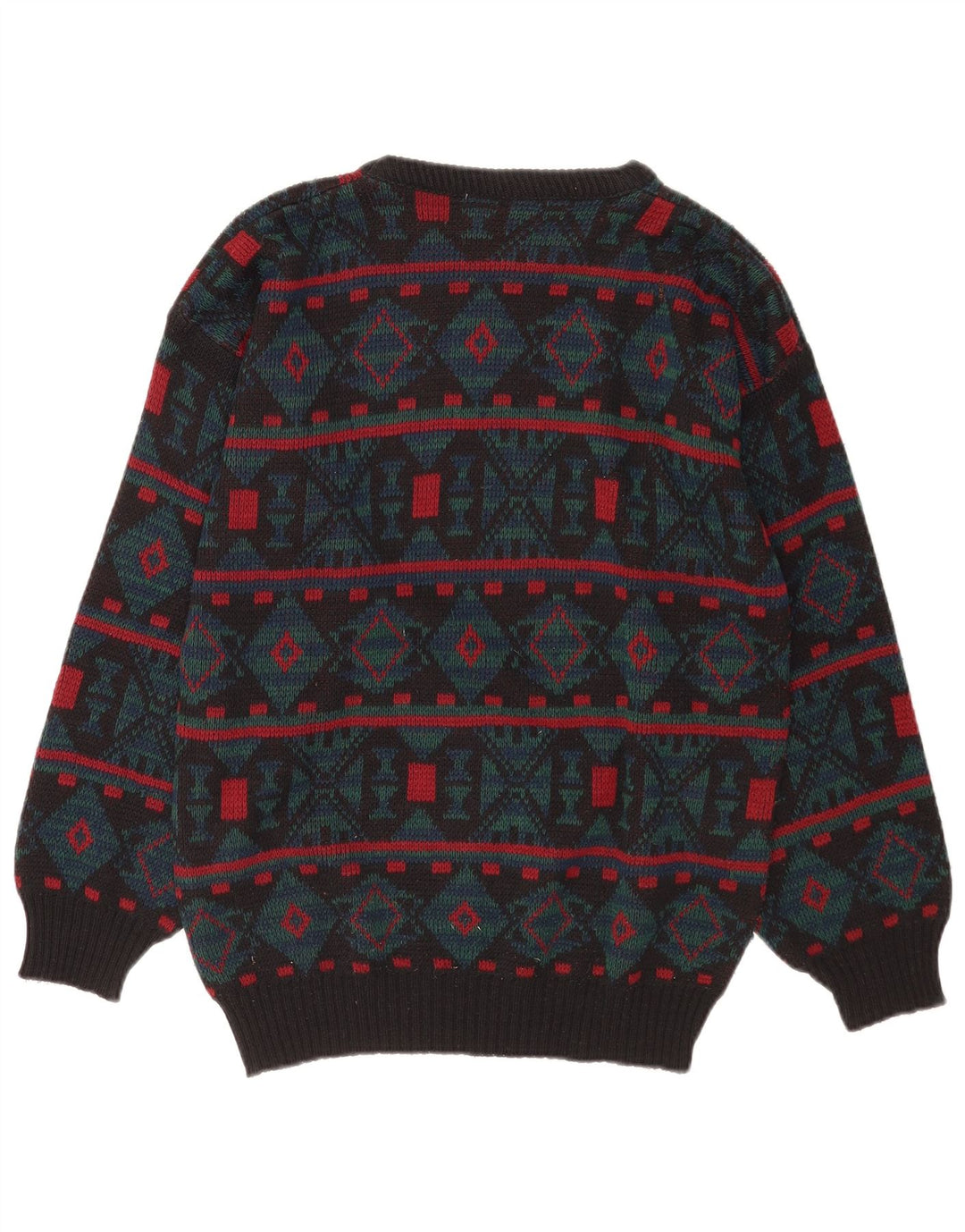 Vintage Herren Pullover mit Rundhalsausschnitt, mittelgrau, geometrisch