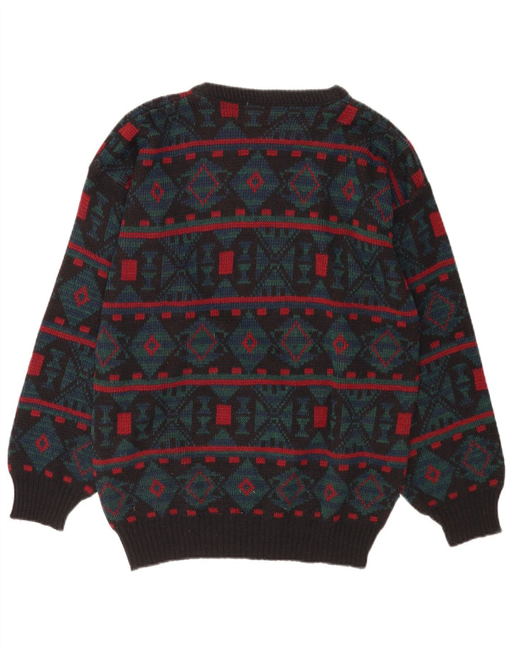Vintage Herren Pullover mit Rundhalsausschnitt, mittelgrau, geometrisch