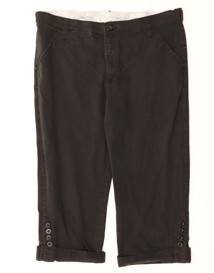 Gerade Capri-Hose für Damen von LEE, US 14, XL, B34, L18, schwarze Baumwolle