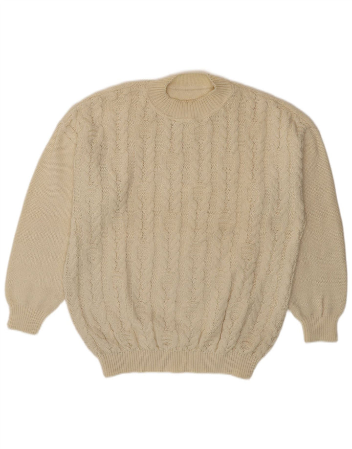 Vintage Herren Pullover mit Rundhalsausschnitt, Größe L, Beige