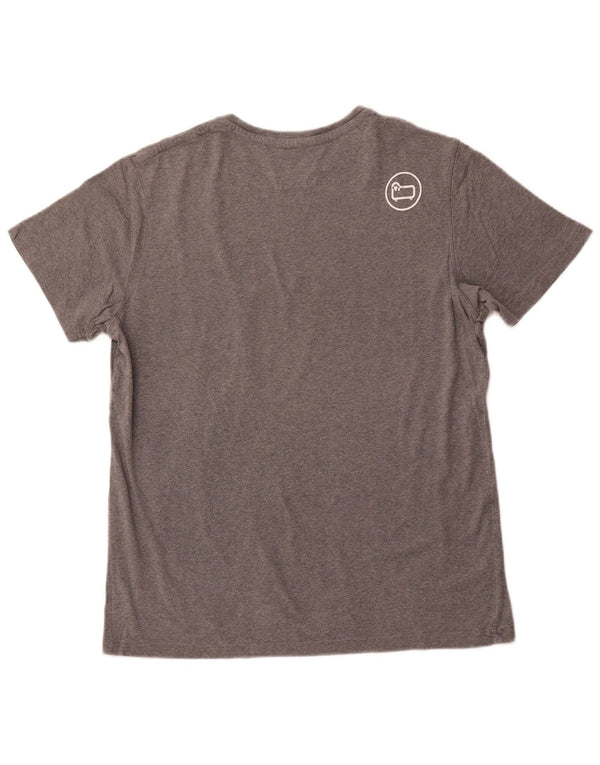 WOOLRICH Damen Penn-Rich Graphic T-Shirt Top UK 14 Large Grau meliert