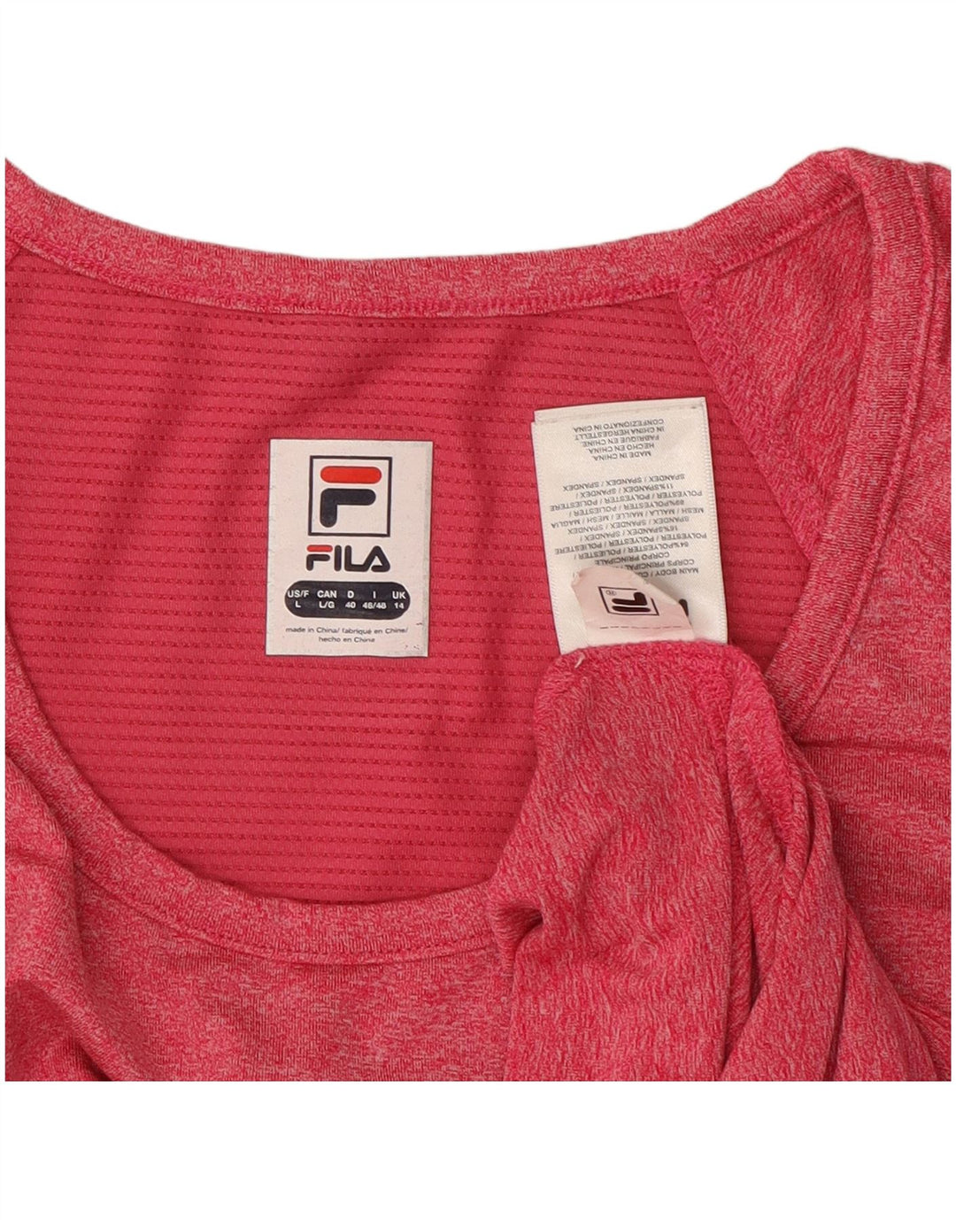 FILA Damen T-Shirt Top UK 14 Large Rosa Polyester