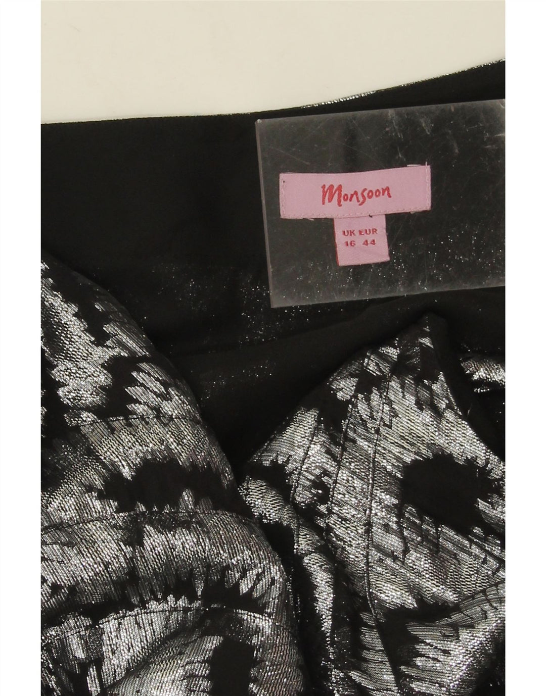 Monsoon Maxi-Kleid mit abstraktem Muster für Damen, One-Shoulder-Kleid, Gr. 46, Größe L, Silber