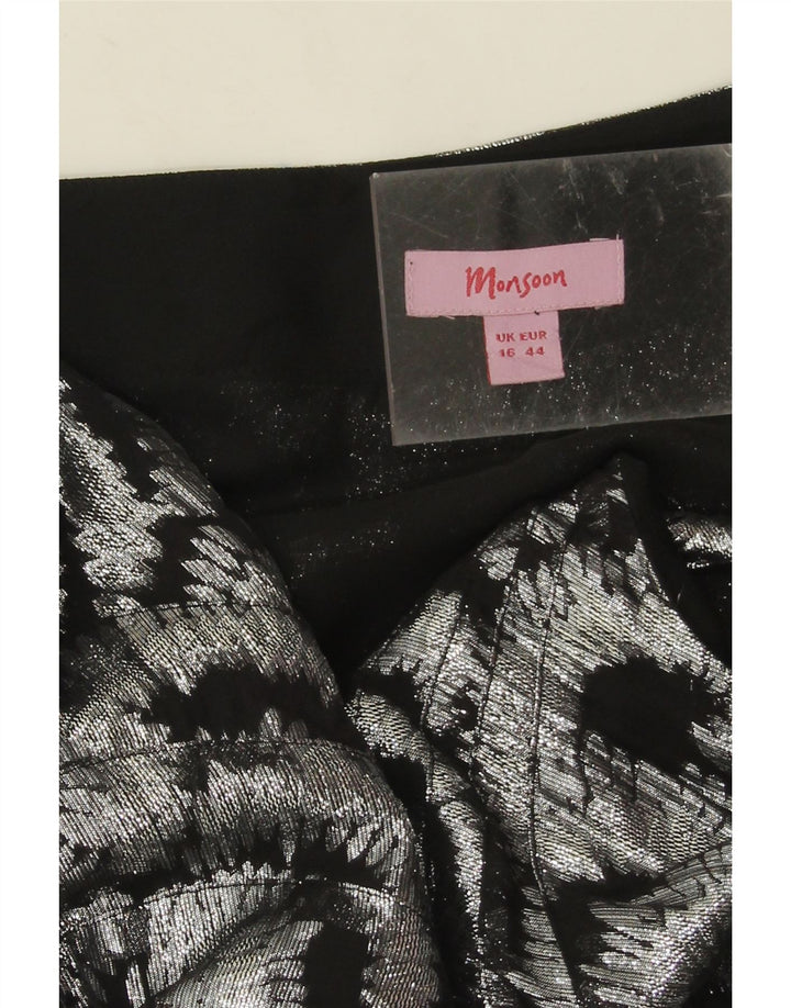 Monsoon Maxi-Kleid mit abstraktem Muster für Damen, One-Shoulder-Kleid, Gr. 46, Größe L, Silber