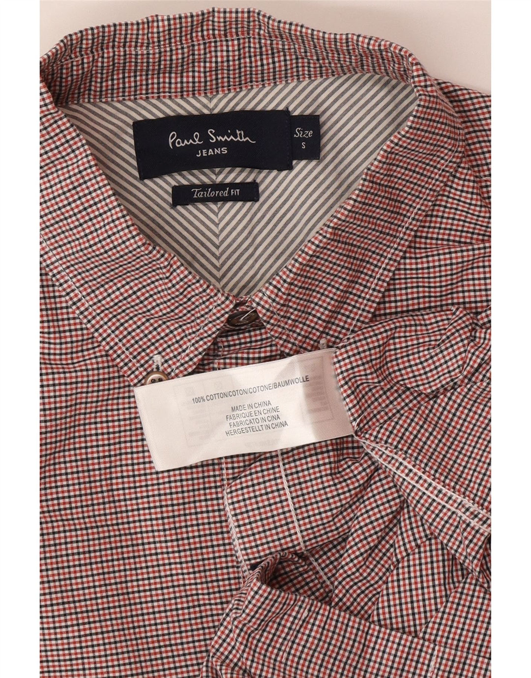Paul Smith Herren-Hemd mit maßgeschneiderter Passform, klein, rot kariert, Baumwolle