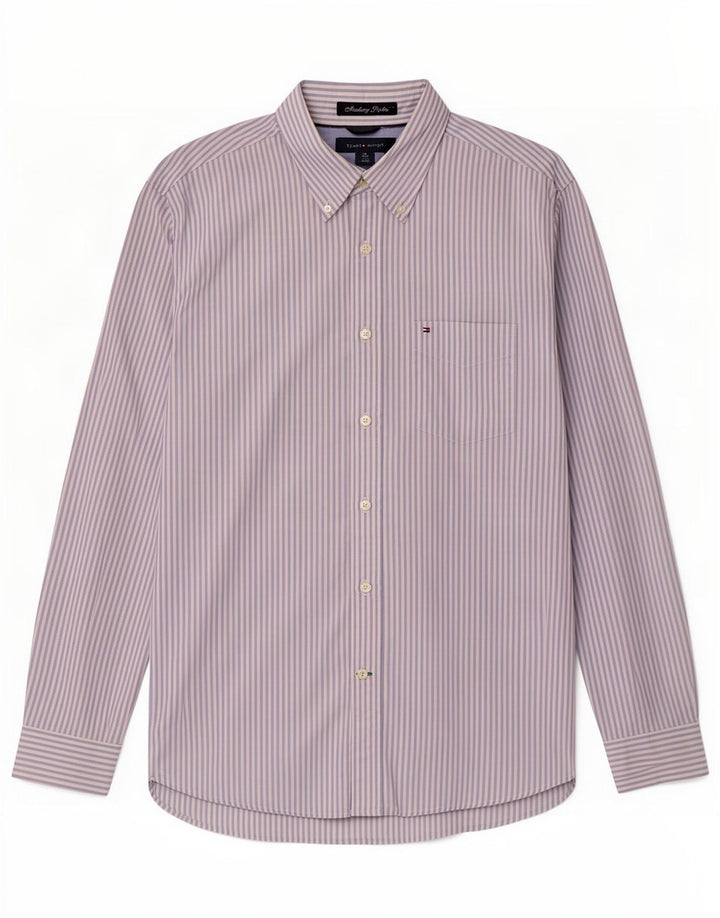 Tommy Hilfiger Herrenhemd aus mittelblauer Nadelstreifen-Baumwolle