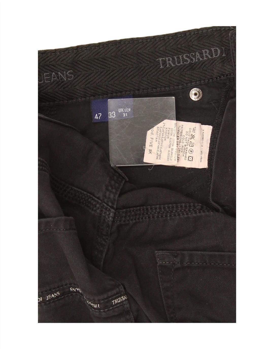 Trussardi Herren Straight Jeans W31 L31 Schwarze Baumwolle