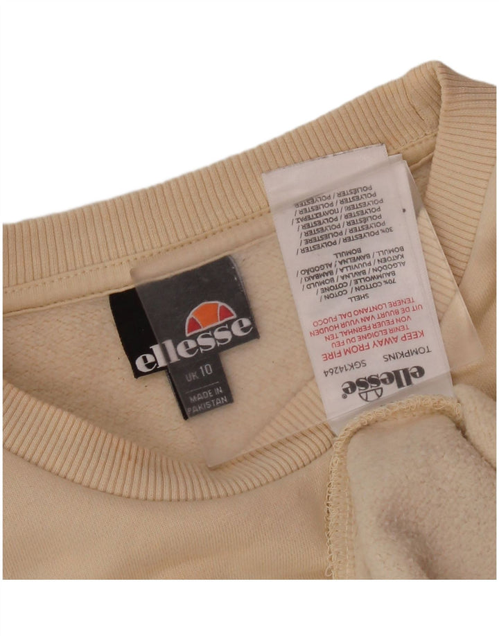 ELLESSE Womens Graphic Oversized Sweatshirt Pullover UK 10 Small Beige