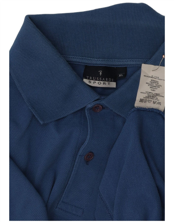 TRUSSARDI Herren Poloshirt XL Blau Baumwolle