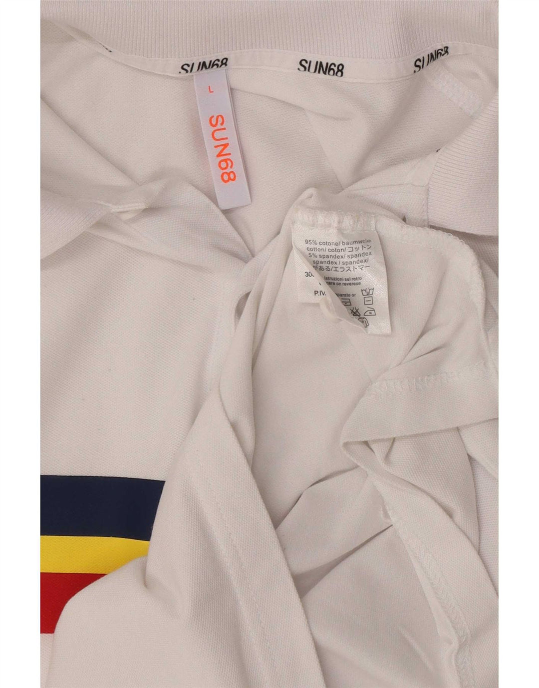 Sun68 Herren-Poloshirt, groß, weiß gestreift, Baumwolle