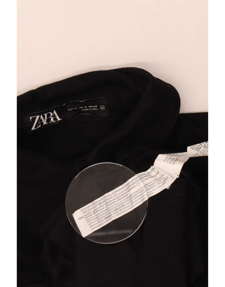 Zara Damen-Oversize-Hemd UK 14 Mittelschwarze geometrische Baumwolle