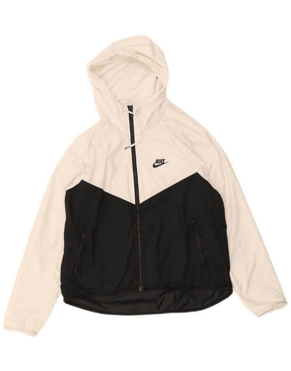 Nike Herren-Regenjacke mit Kapuze, UK 36, Größe S, Weiß, Farbblock