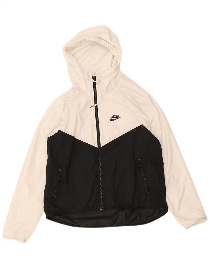 Nike Herren-Regenjacke mit Kapuze, UK 36, Größe S, Weiß, Farbblock
