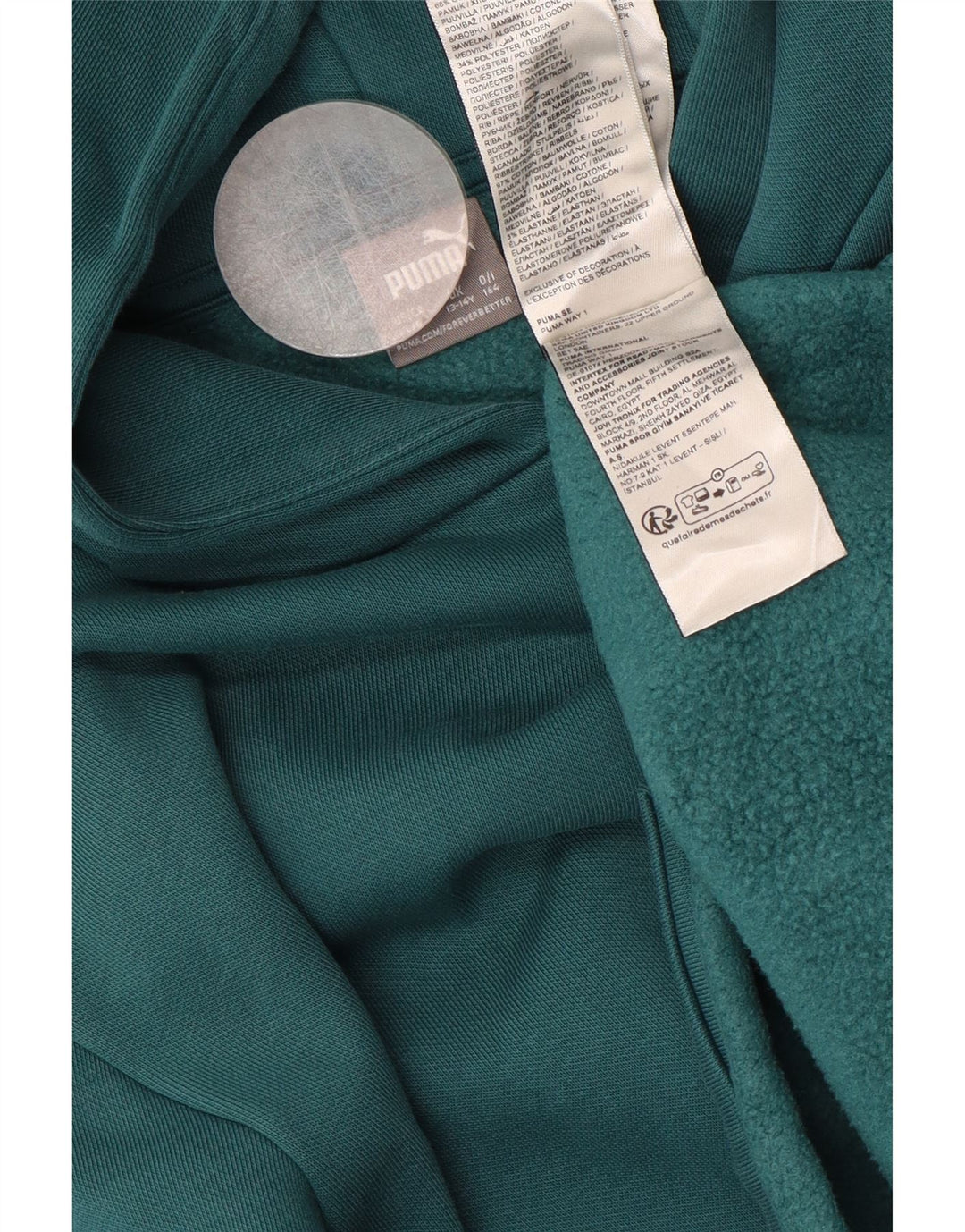 PUMA Mädchen Loose Fit Graphic Hoodie Pullover 13–14 Jahre, grüne Baumwolle