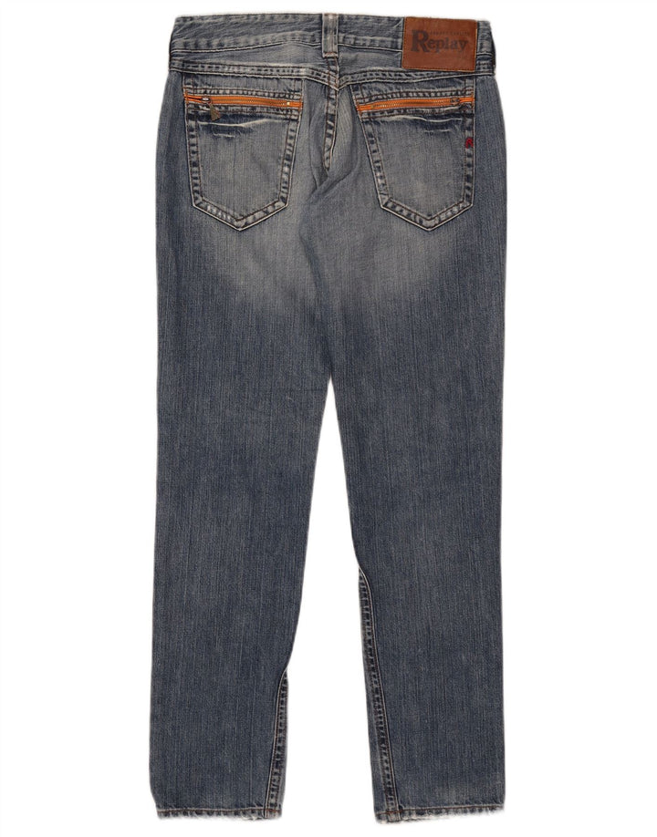 Replay Damen Straight Jeans W28 L30 Blaue Baumwolle