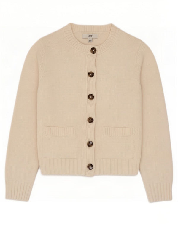 Marks & Spencer Damen-Strickjacke in Übergröße, Gr. 6, XS, cremefarbene Baumwolle