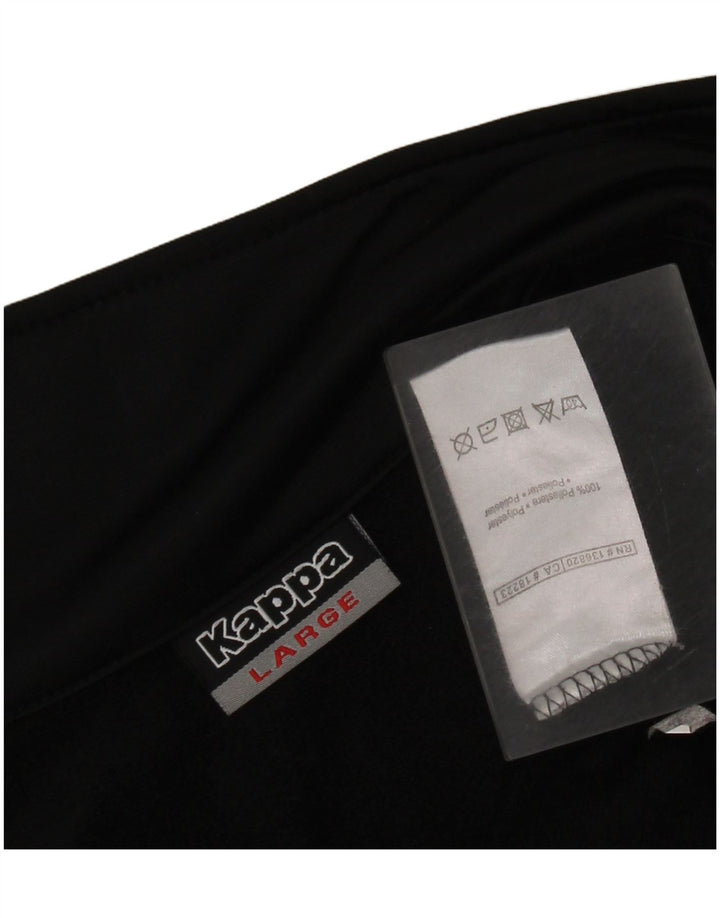 Kappa Herren-Trainingsanzug mit grafischem Oberteil, groß, aus schwarzem Polyester