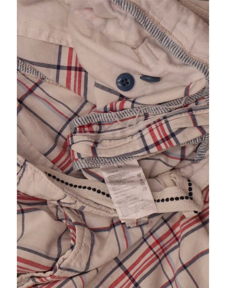 Nautica Herren-Cargo-Shorts W34, große, weiß karierte Baumwolle